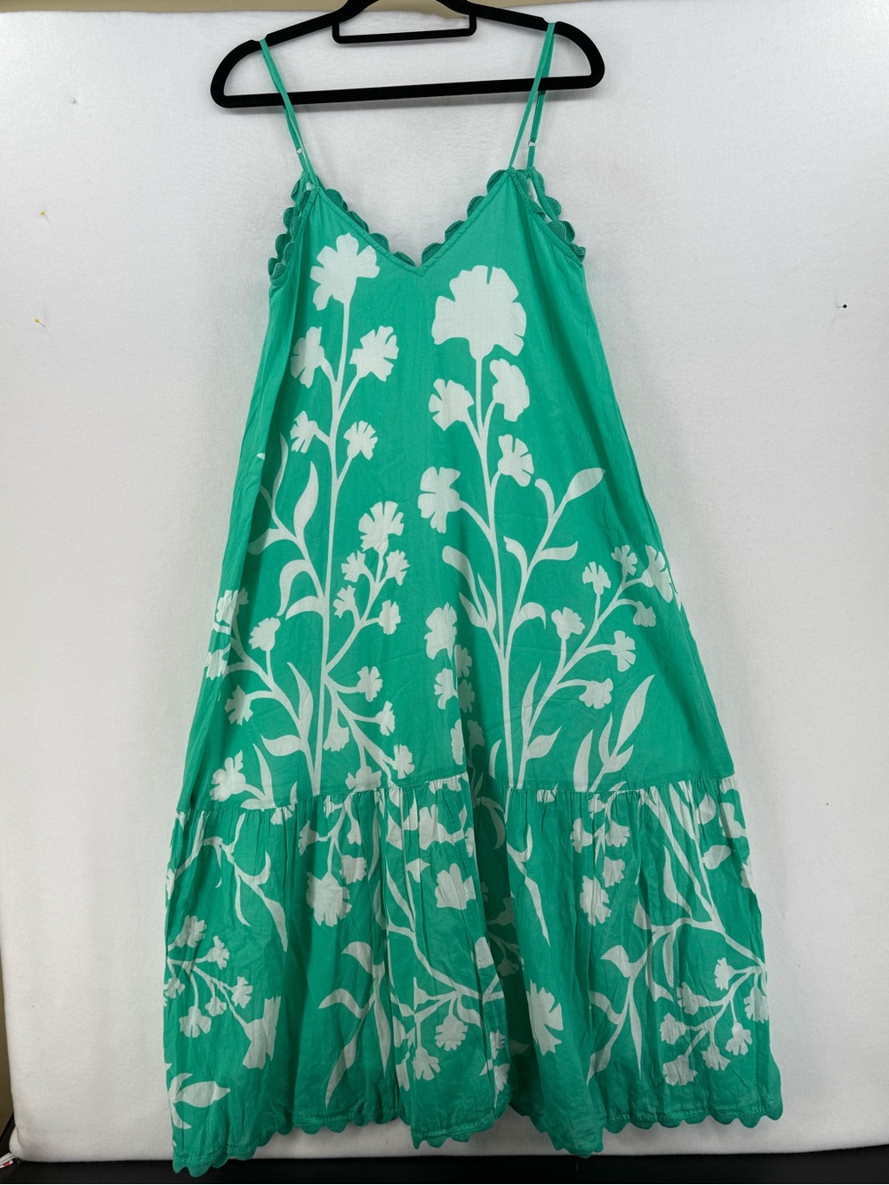 Juliet Dunn Green Maxi Lagenlook Dress Floral Print Resort